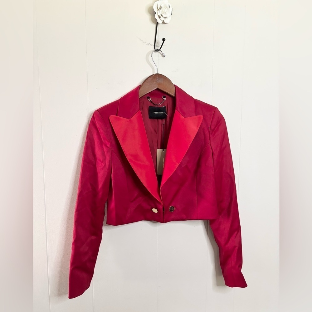 Rachel Comey crimson red pink short pin blazer wool sateen size 00 new